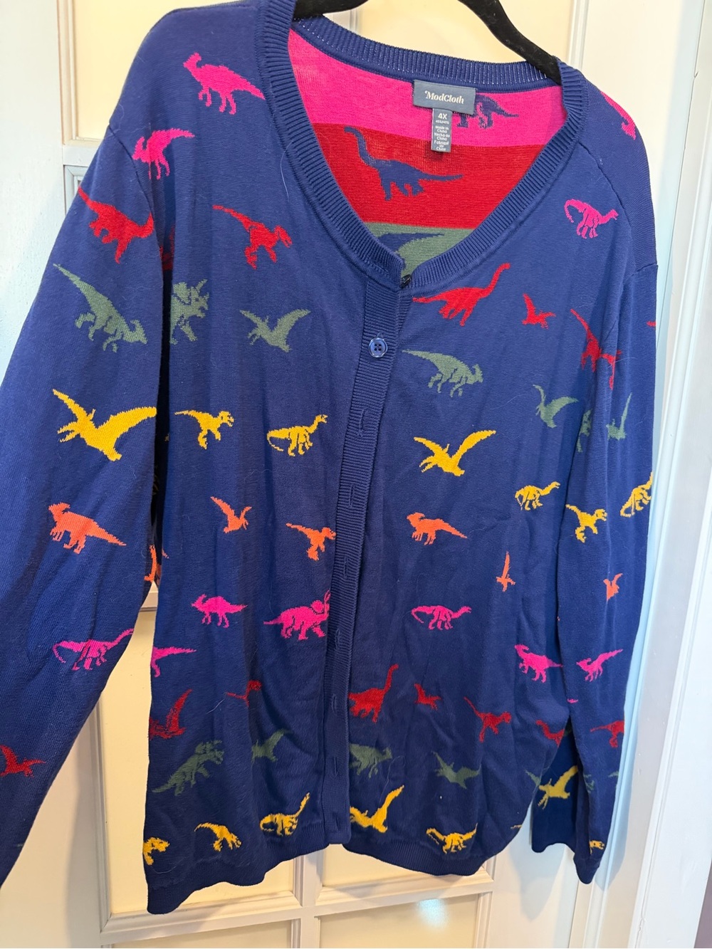 ModCloth Navy Cardigan with Multicolor Dinosaurs 🦕